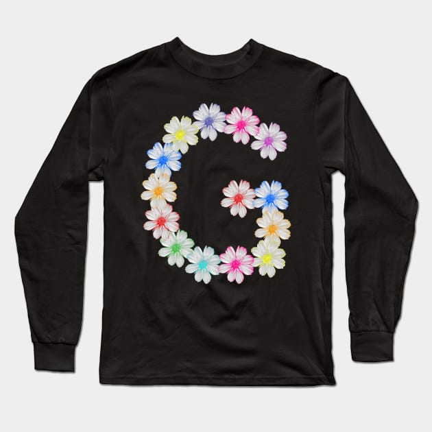 Letter G, flower, cosmos flowers, floral, nature Long Sleeve T-Shirt by rh_naturestyles